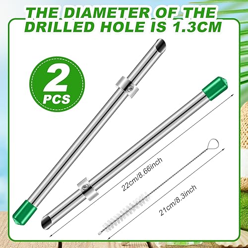 Miniatura 2 de Lasnten Paquete de 2 perforadores de paja para tapas de plástico, vasos de limonada, herramientas de perforación de acero inoxidable para bebidas de