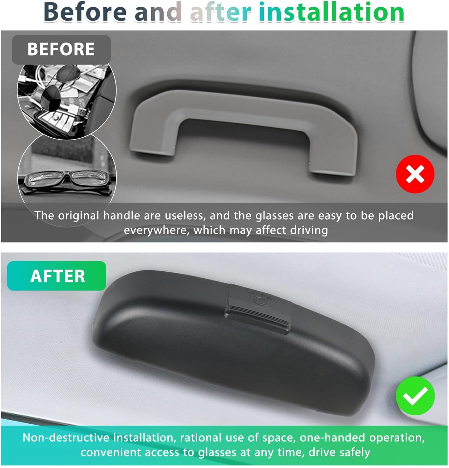 Car Glasses Holder Glasses Case for Polestar 2 2020+ Abs Car Sunglasses Holder Glasses Cases Auto Sunglasses Storage Case Box Organizer