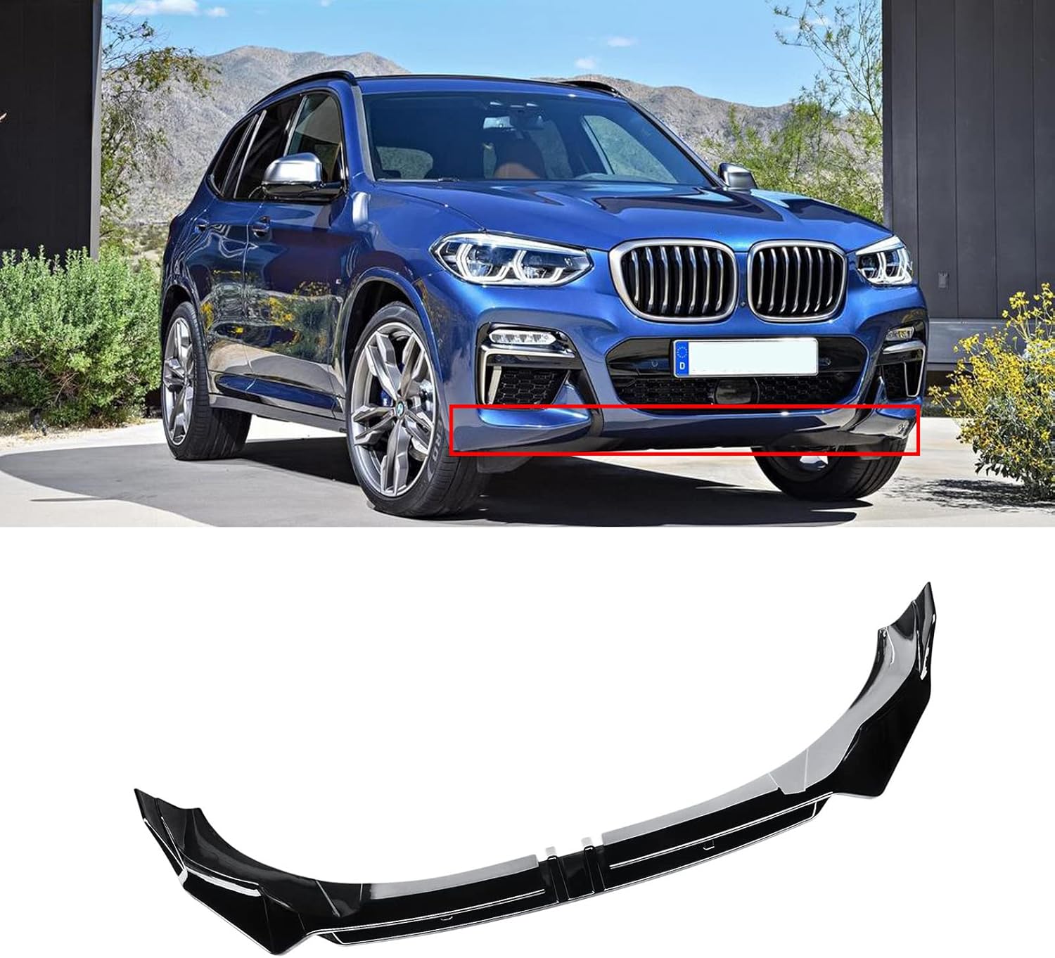 NINTE Front Lip for 2022-2025 BMW X3 G01 X4 G02 F97 F98 M Sport Gloss Black ABS Front Bumper Lip Splitter