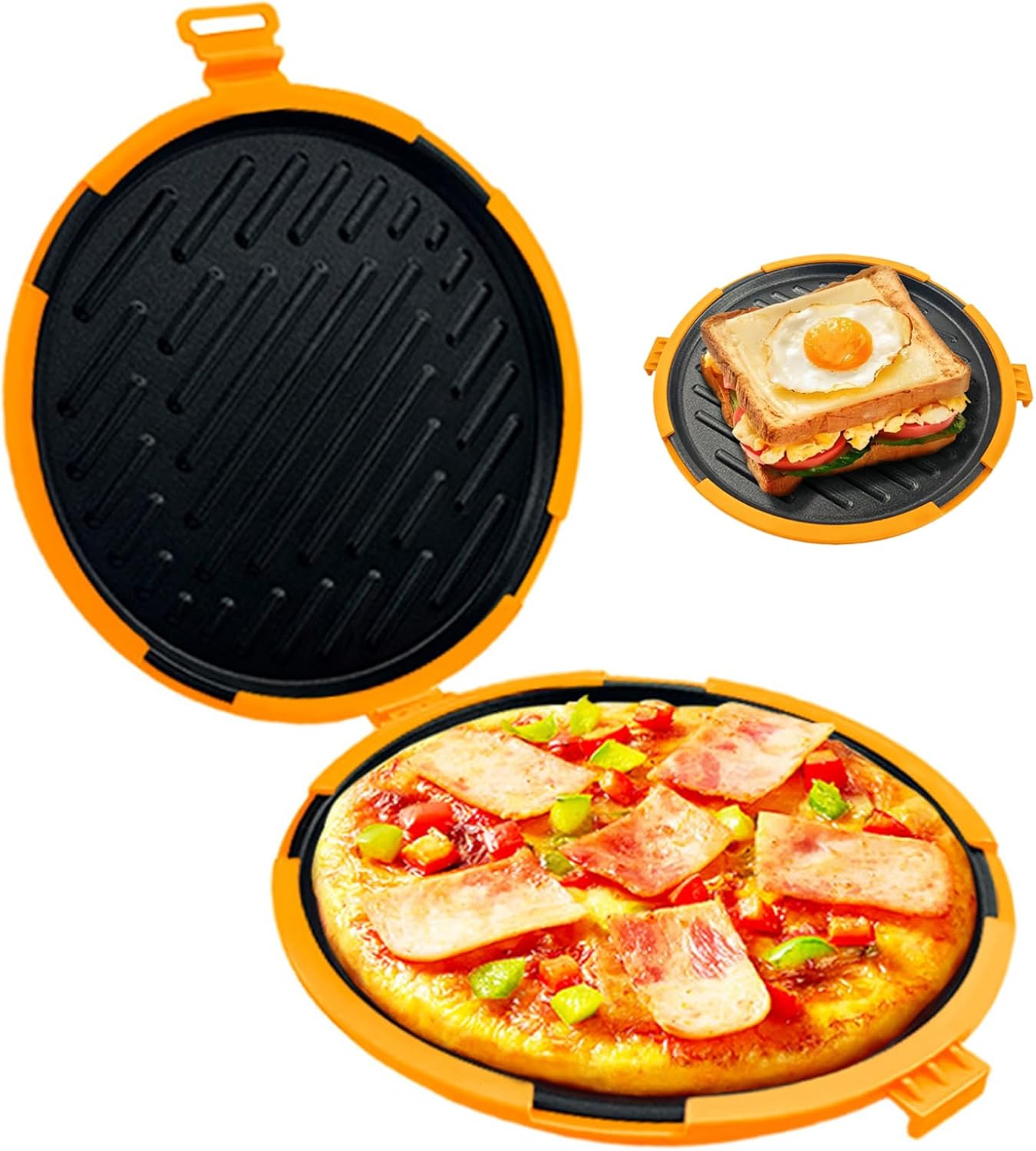 Pizza Maker, 10in Nonstick Microwave Sandwich Maker Multi-functional Heat-Resistant Toastie Pan for Family Gatherings, Daily Cooking KITCHEN..