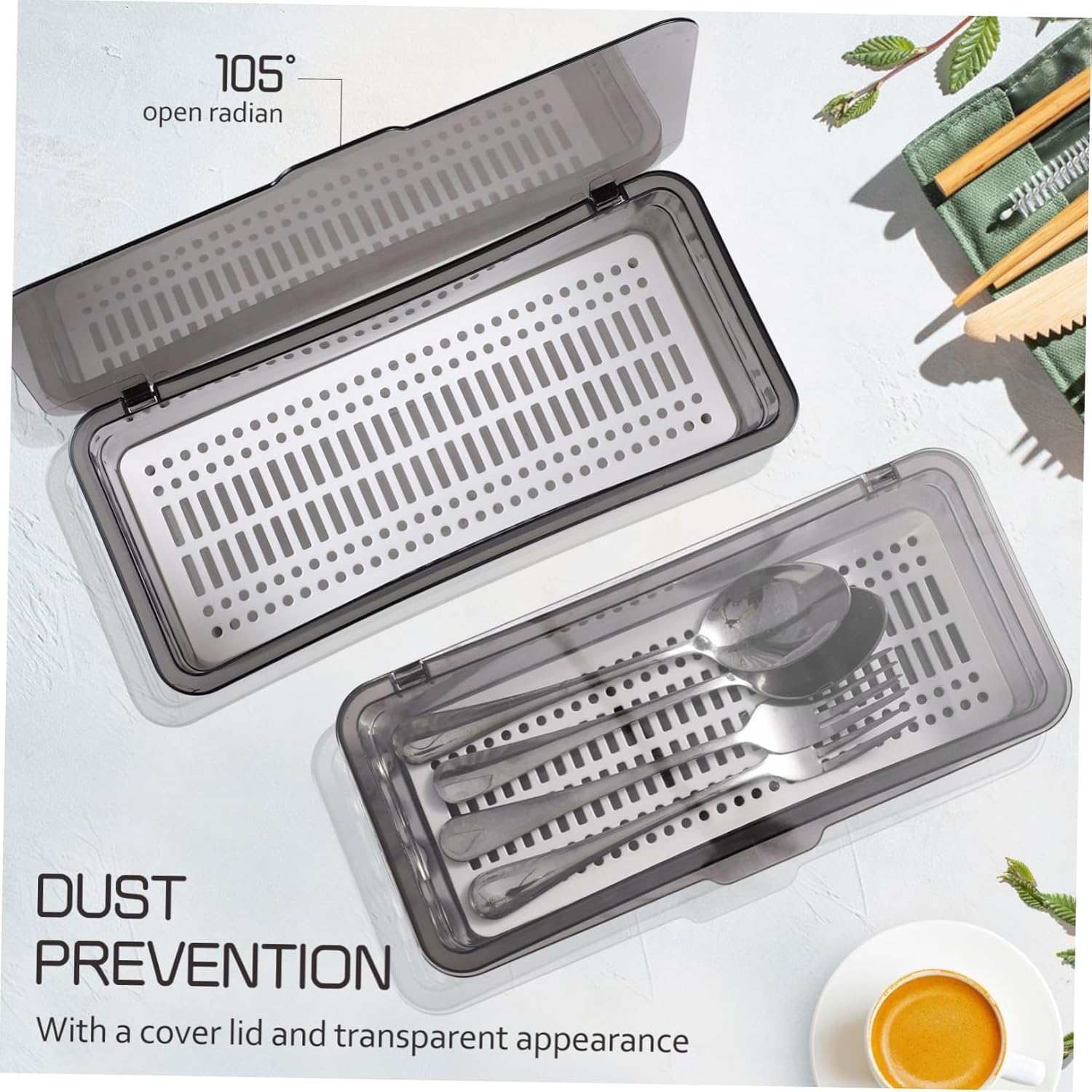 3PCS Silverware Storage Boxes Flatware Drawer Organizer with Lid Kitchen Cutlery Trays with Lid Utensil Storage Containers Tableware Storage Organizer