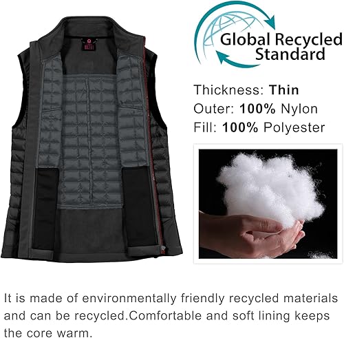 Miniatura 4 de Little Donkey Andy Chaleco ligero acolchado chaqueta cálida sin mangas para exteriores para senderismo viajes correr golf