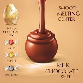 Lindt Lindor Assorted Chocolate Easter Egg 183g – Milk Dark and White Chocolate Truffles with a Smooth Melting Filling – Perfect for Easter Celebrations – Easter, gift
