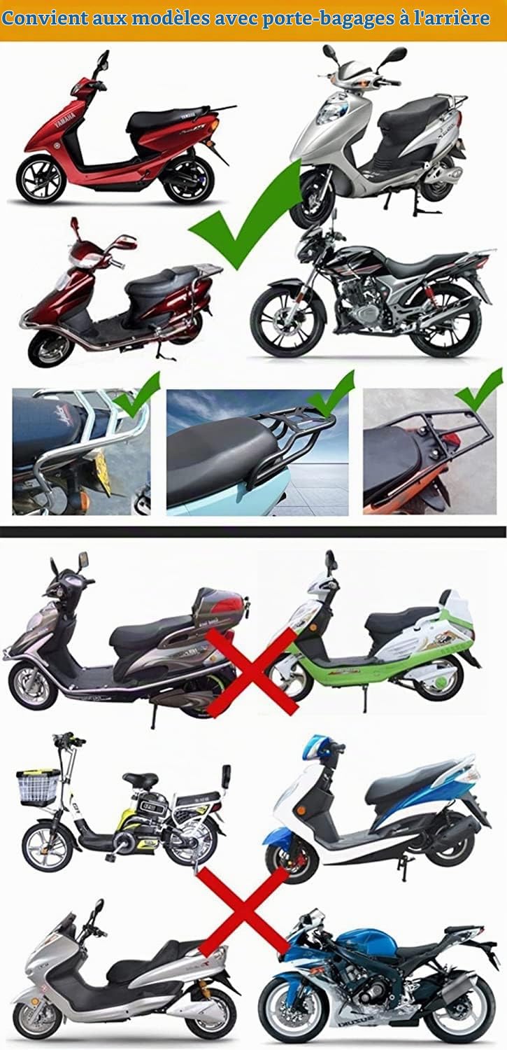 Boîte Arrière De Moto Durable avec Accessoires De Montage Et Éclairage De Nuit Caisse De Rangement pour Scooter,Bleu,35x38x28cm