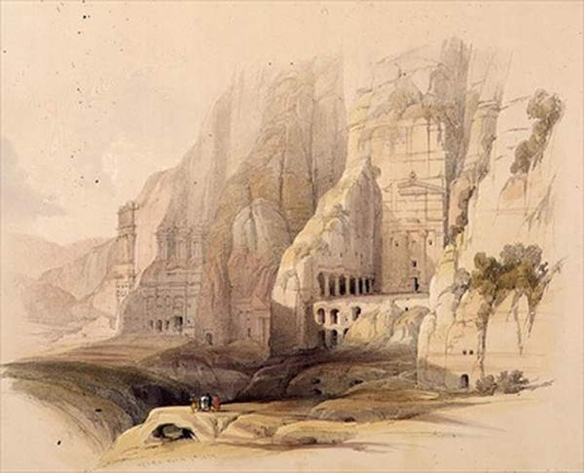 ARTXLXXBN Famous Art Print Poster Vintage Wall Art Excavated Mansions of Petra by David Roberts Canvas Art Poster for Home Decor 60x90cm