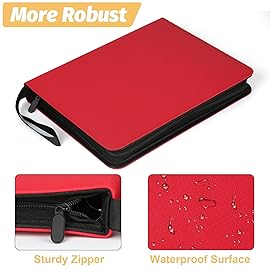 GERMUN 9 Pocket Card Binder, Premium Zip Trading Card Binder, 720 Double Sided Pocket PU Card Collection Binder, Collector Card Album, Card Folder for MTG, TCG, Sports Cards, Game Cards (RED)