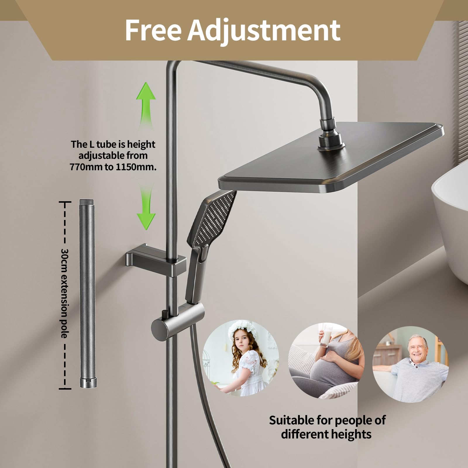 Colonna Doccia Con Miscelatore Digitale Nero | Idromassaggio, 4 Funzioni, Display LED - Foto 7