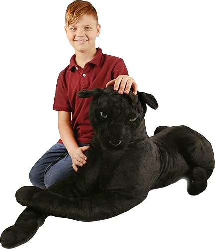 Pana The Black Panther - 42 pulgadas (medida de cola no incluida) Animal de peluche grande de leopardo