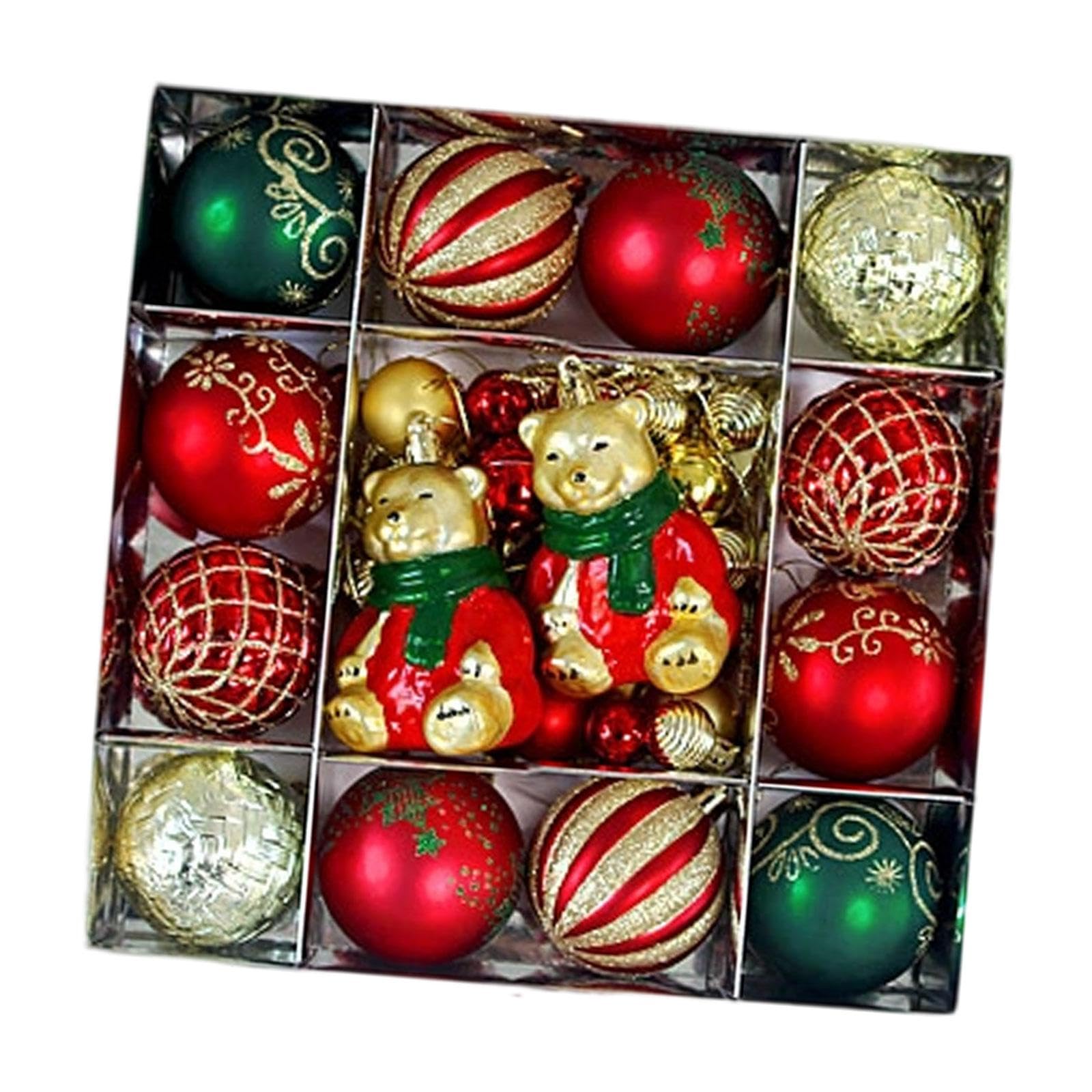 Boules de Noël incassables en PP : lot de 44 pièces déco rouge vert or pour maison avec enfants