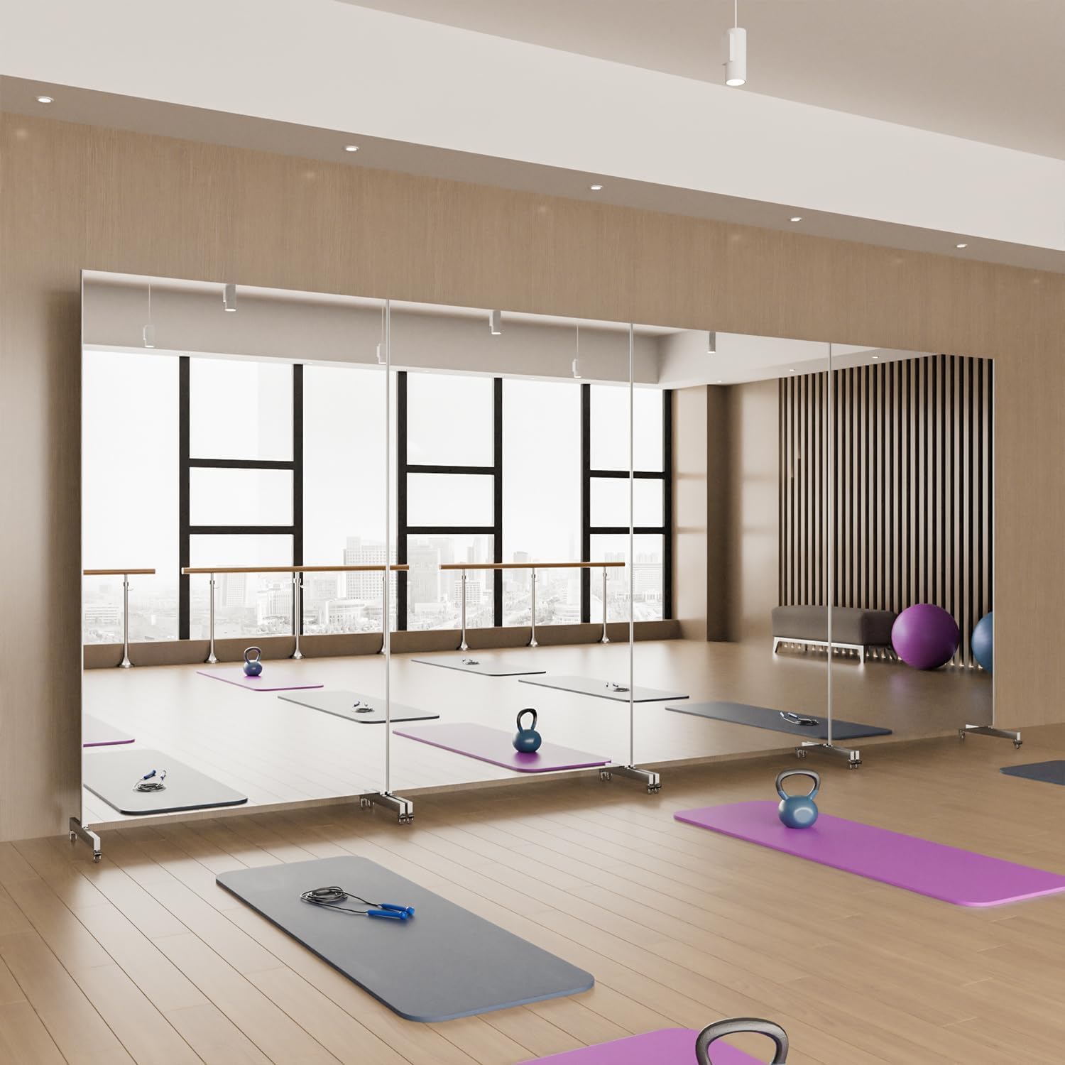 brisafe Espejo de Cuerpo Entero, 170 x 100 cm, Grande Espejo de Pie con Ruedas, Espejos Irrompible con Marco de Aluminio Blanco, Giratorio 360° para Gimnasio en Casa, Dormitorio, Entrada y Pasillo