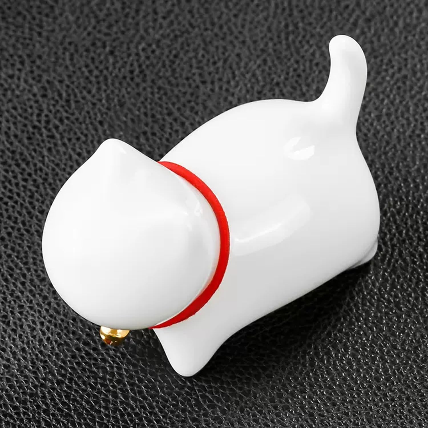 figurki zwierzątek， Uroczy biały kotek ceramiczna figurka zestaw do herbaty akcesoria statua ceremonia herbaty biurko zwierzę, zwierzę ozdoba prezenty