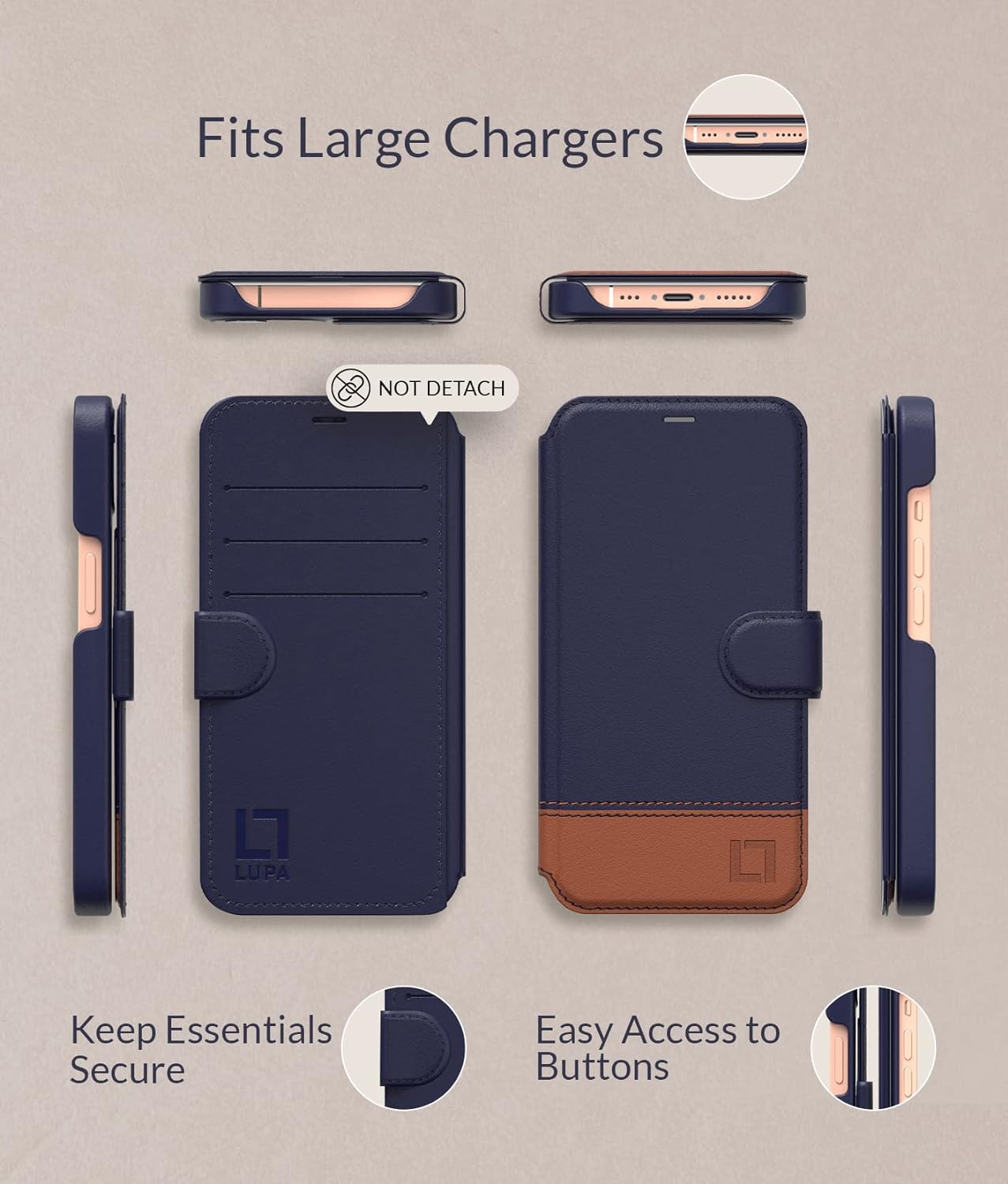 Compatible With iPhone 14 Pro Max Wallet Case for Women and Men, Case with Card Holder [Slim & Protective] for Apple 14 Pro Max (6.7”), Leather i-Phone Cover, Cute Phone Case, Blue & Brown, Desert Sky - Image 5