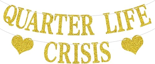 Cartel de crisis de Quarter Life, divertido letrero de banderines de cumpleaños, suministros de decoración de fiesta de cumpleaños 2530, fondo de