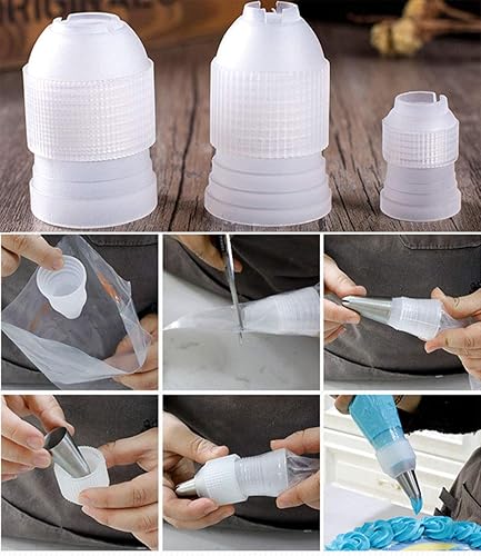 Miniatura 4 de Juego de acopladores de decoración de pasteles SML de plástico, bolsa de tuberías convertidor, boquilla de crema, acopladores de tubería,