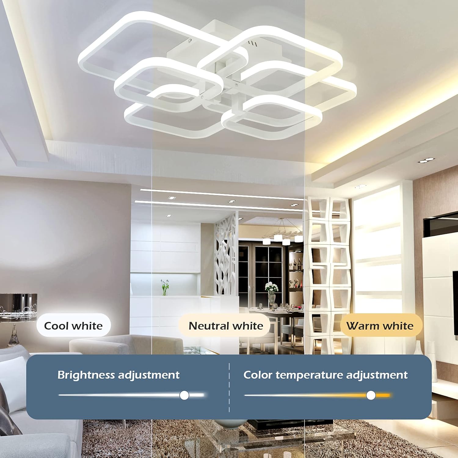 Limited Stock Modern LED Ceiling Light Lighting Fixture Flush Mount Ceiling Lamp Dimmable with Remote Control Close To Ceiling Lights 3000K-6000K Chic 6 Rings Design Kitchen Island Light for Bedroom Living Room