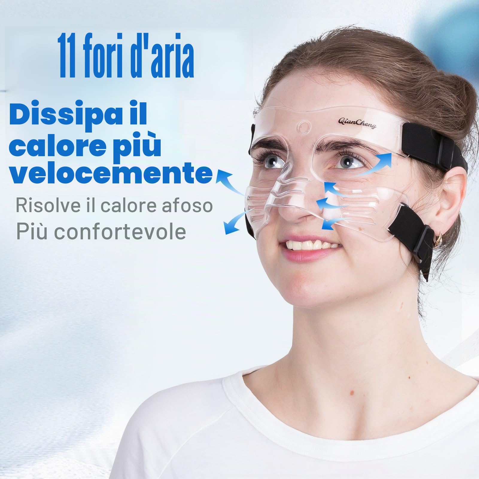 QianCheng, QC-L5-M - Maschera protettiva per il viso, taglia media, con imbottitura per donne e ragazzi