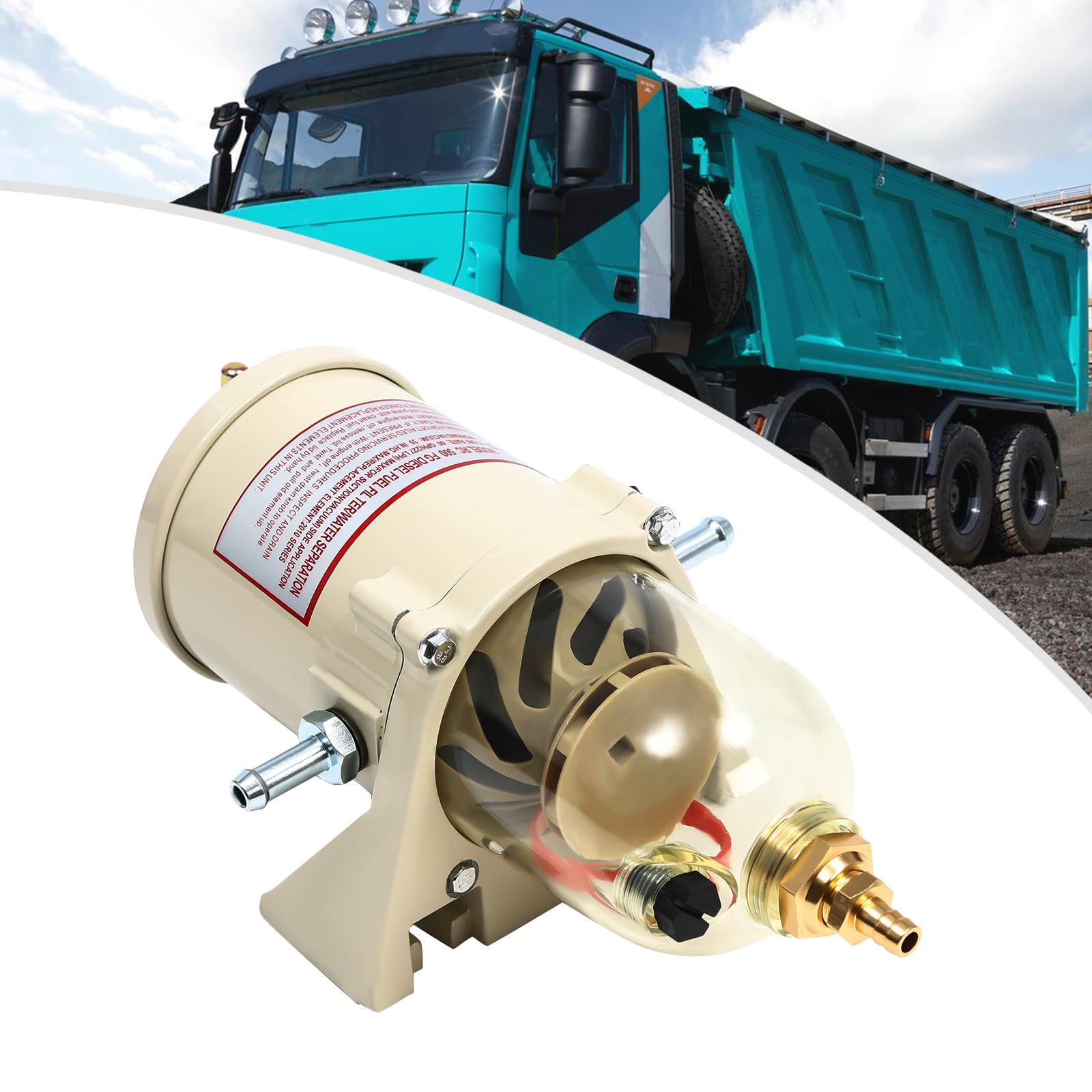 500FG - Separador de agua diésel para coche, filtro de combustible diésel, filtro de combustible, separador de agua con anillo de tornillo para coches grandes