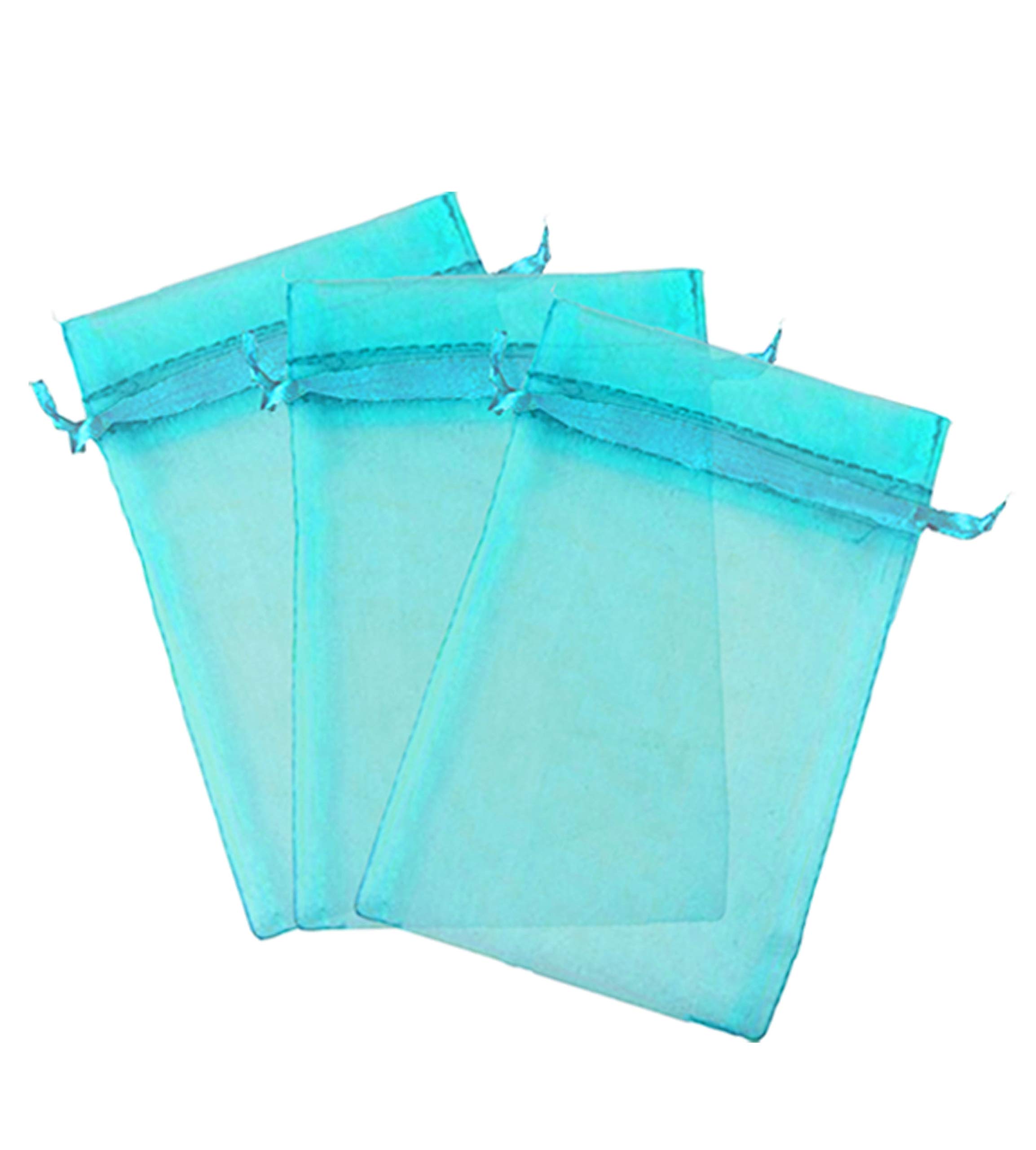 200 Pcs Turquoise 3x4 Sheer Drawstring Organza Bags Jewelry Pouches Wedding Party Favor Gift Bags Gift Bags Candy Bags [Kyezi Design and Craft]