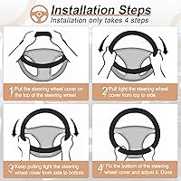 Vista 5 de Alpmosn Funda Elástica Extensible para Volante, Microfibra Transpirable de Seda de Hielo, Antideslizante, Accesorios de Interior de Automóvil