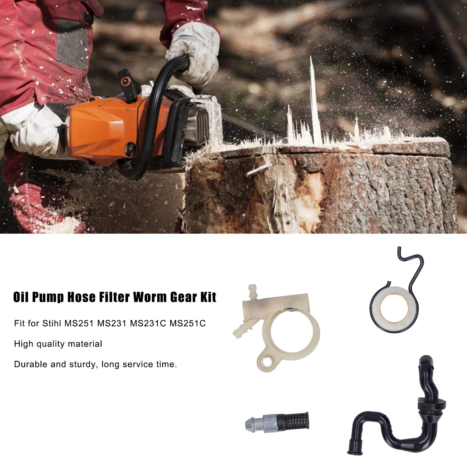 Cikonielf Oil Pump Kit for STIHL MS251, MS231, MS231C, MS251C Chainsaw, ABS and Silicone Construction, Includes Pump, Hose - Image 2