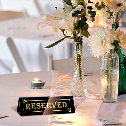 Vista 4 de DI QIU REN 10 letreros de mesa reservados, letrero acrílico para mesa de reserva de invitados, letreros de asiento reservado de doble cara, letrero