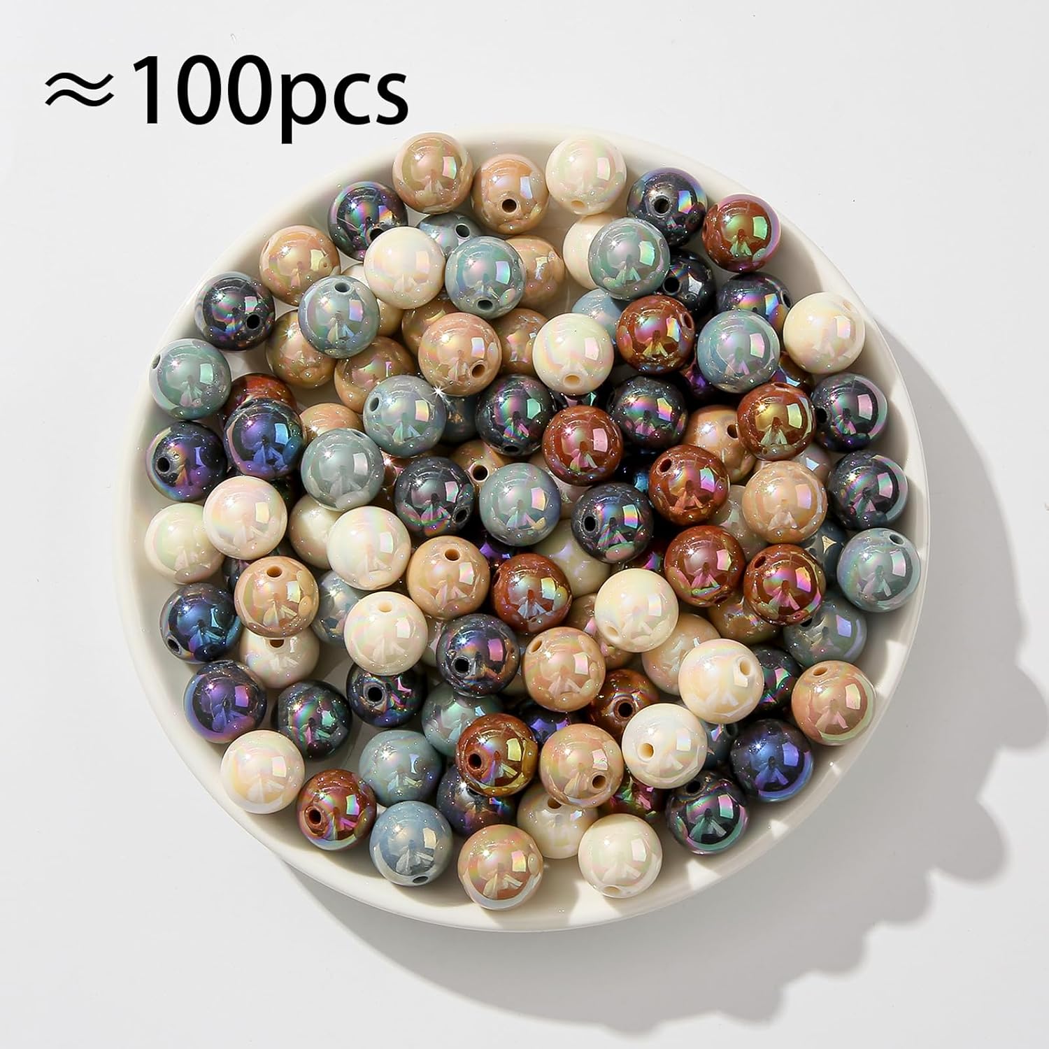 16mm Acrylic Beads 100pcs Black&Brown Bubblegum Bead Ab Color Space Beads for for Bracelet Necklace Earring Jewelry Making (ab hhz) - Image 2