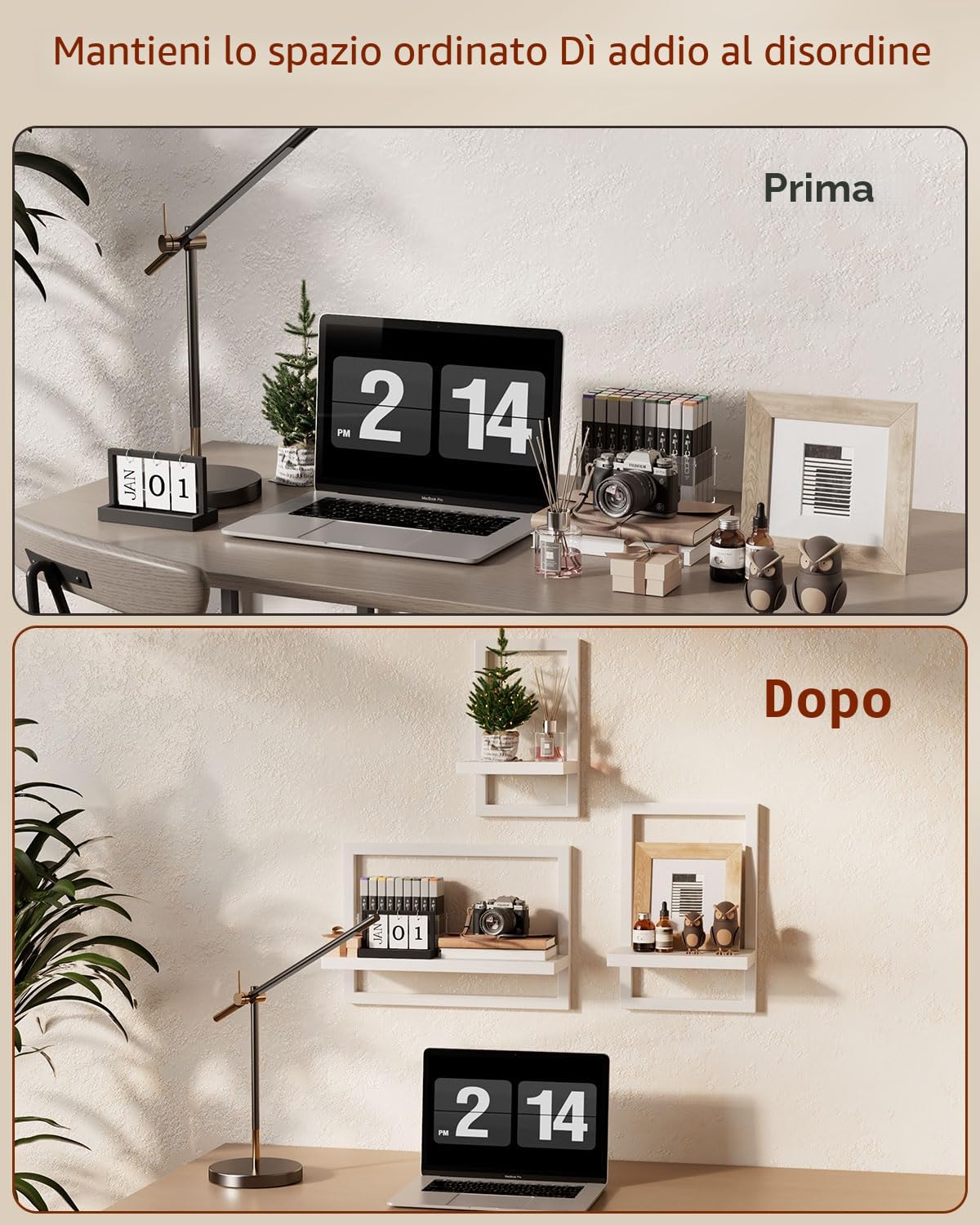 IBUYKE Mensola a parete sospesa, set di 3 mensole a parete, mensole a sospensione per l'archiviazione a parete, mensole espositive, mensola quadrata per soggiorno, ufficio, camera da letto