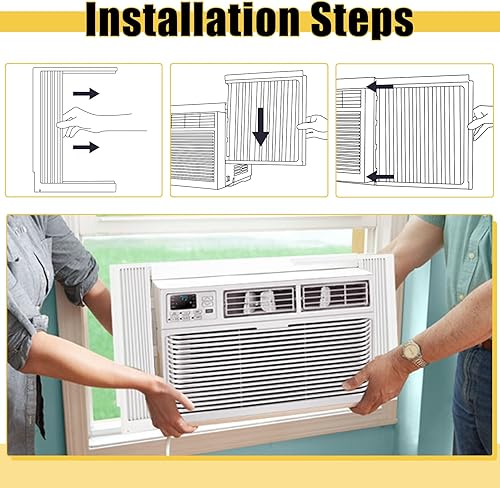 Miniatura 5 de Powrocket Panel lateral de CA para ventana con juego de marco, kit de repuesto de cortina de relleno de acordeón de aire acondicionado, se adapta a