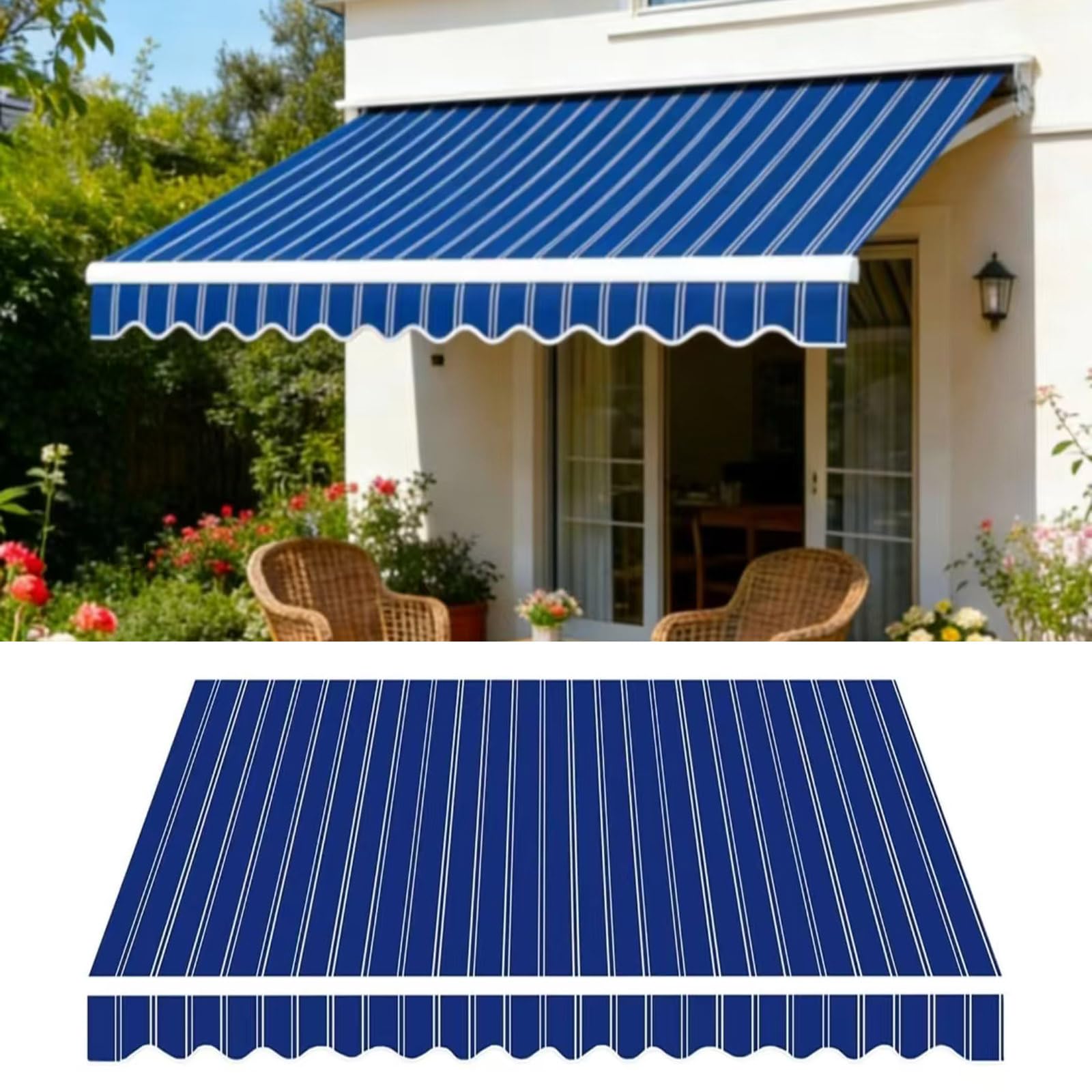 Toile pour auvent résistante aux UV avec cantonnière avant de terrasse