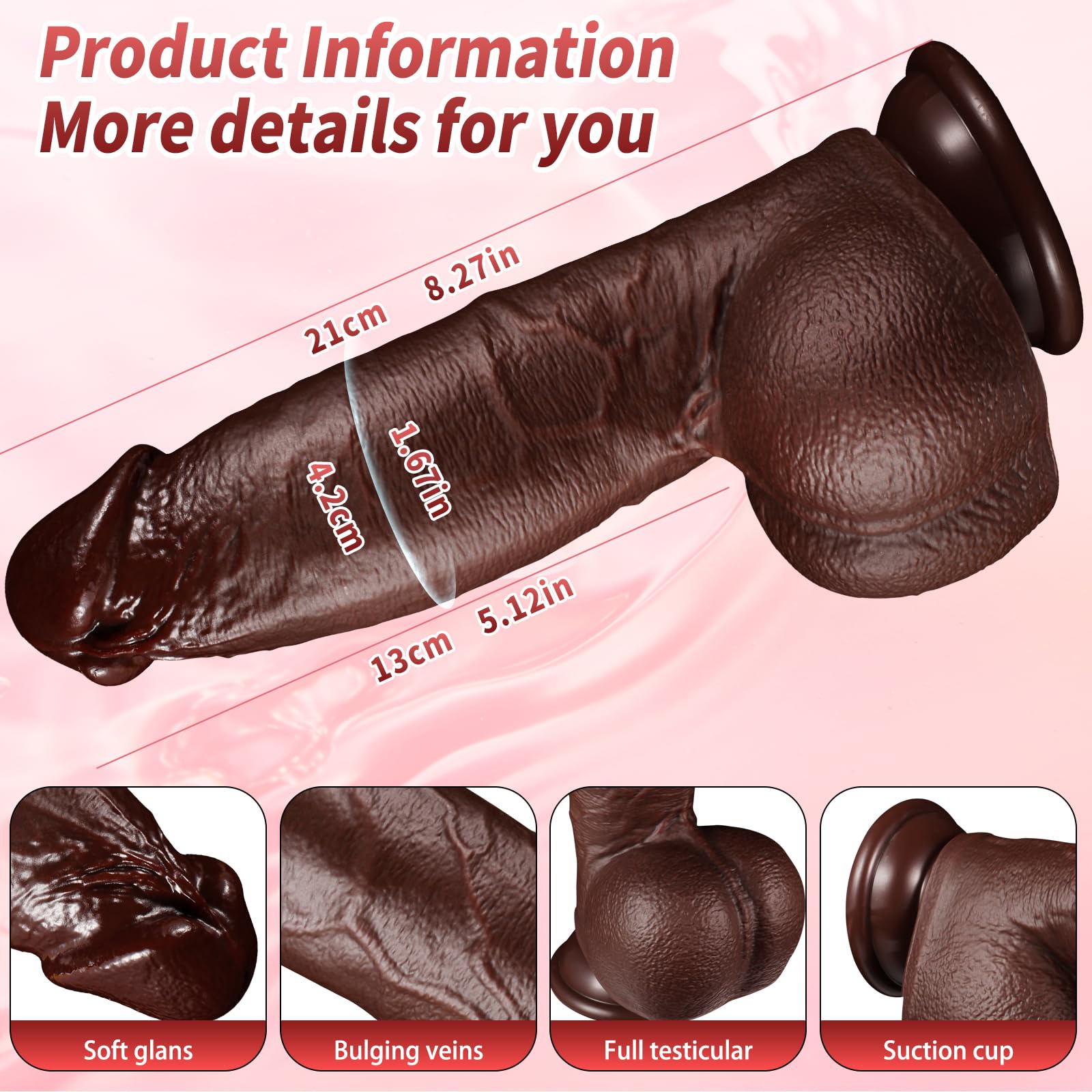 High Quality Black 8in Realistic Squirting Dildo Body-Safe Silicone Suction Cup for G-Spot & Anal Play