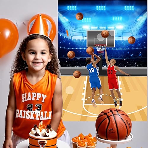 Miniatura 5 de PLULON Póster de baloncesto con 30 calcomanías de baloncesto para niños y niñas, decoración de pared para fiestas de cumpleaños, actividades en el