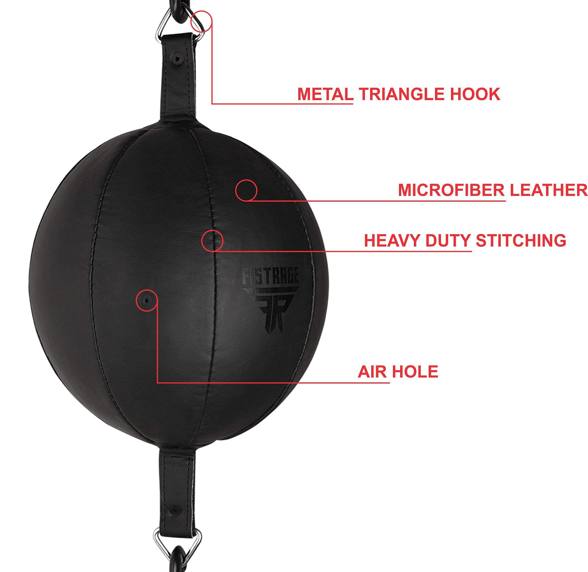 FISTRAGE Double End Leather Training Dodge MMA Boxing Floor to Ceiling Punching Speed Ball Bag Kit Rope Bean Ball Hanging Swivel Kicking Workout for Fitness. (Black)