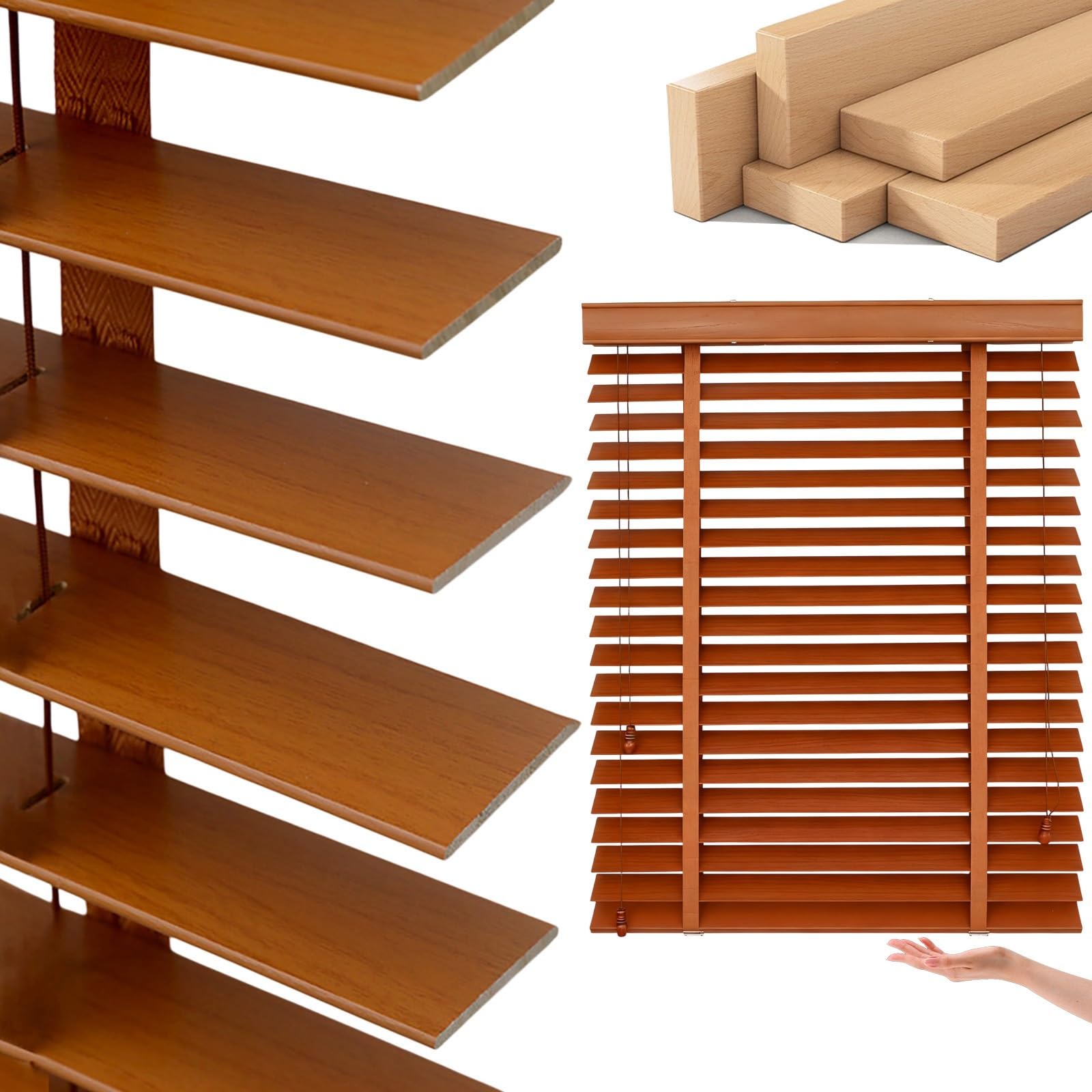 Persianas venecianas de madera personalizables con lamas de 50mm color nogal