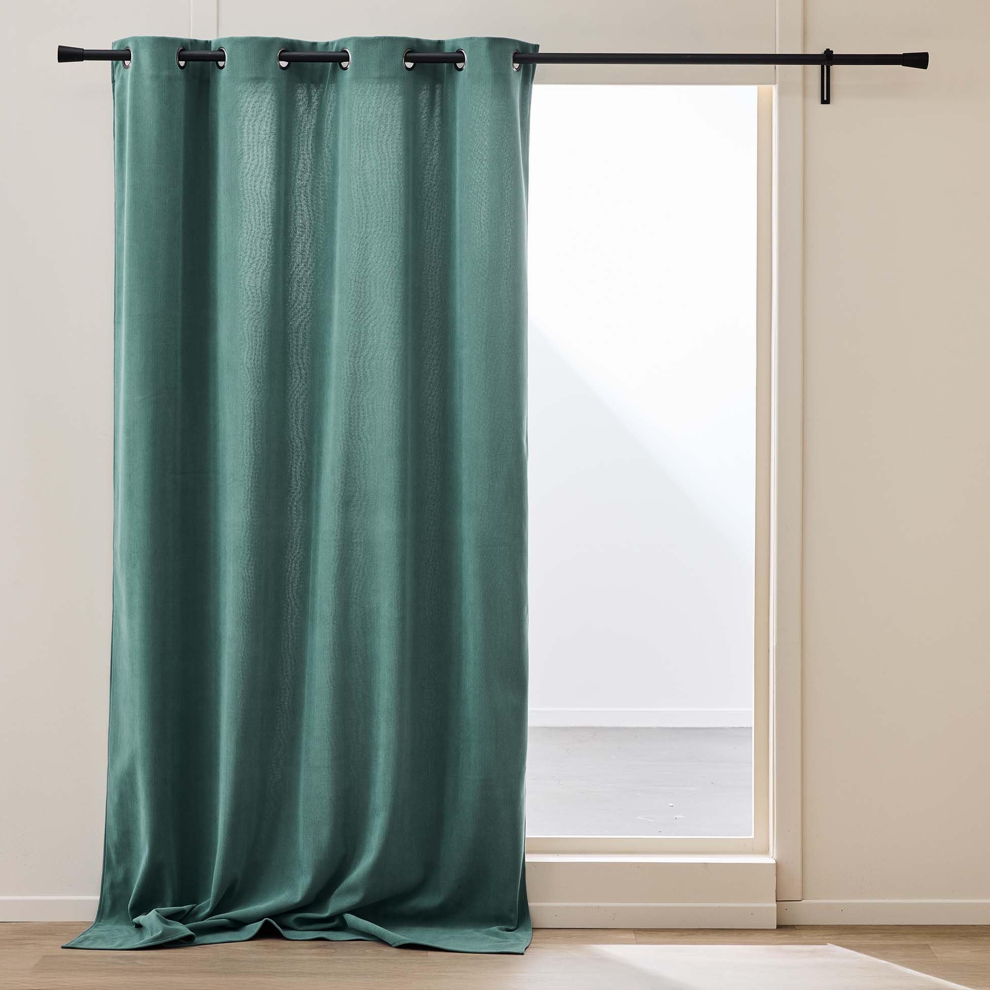 Douceur d'Intérieur, Rideau à Oeillets (140 x 260 cm) Madison Sauge, Isolant, Velours Cotelé et Polaire