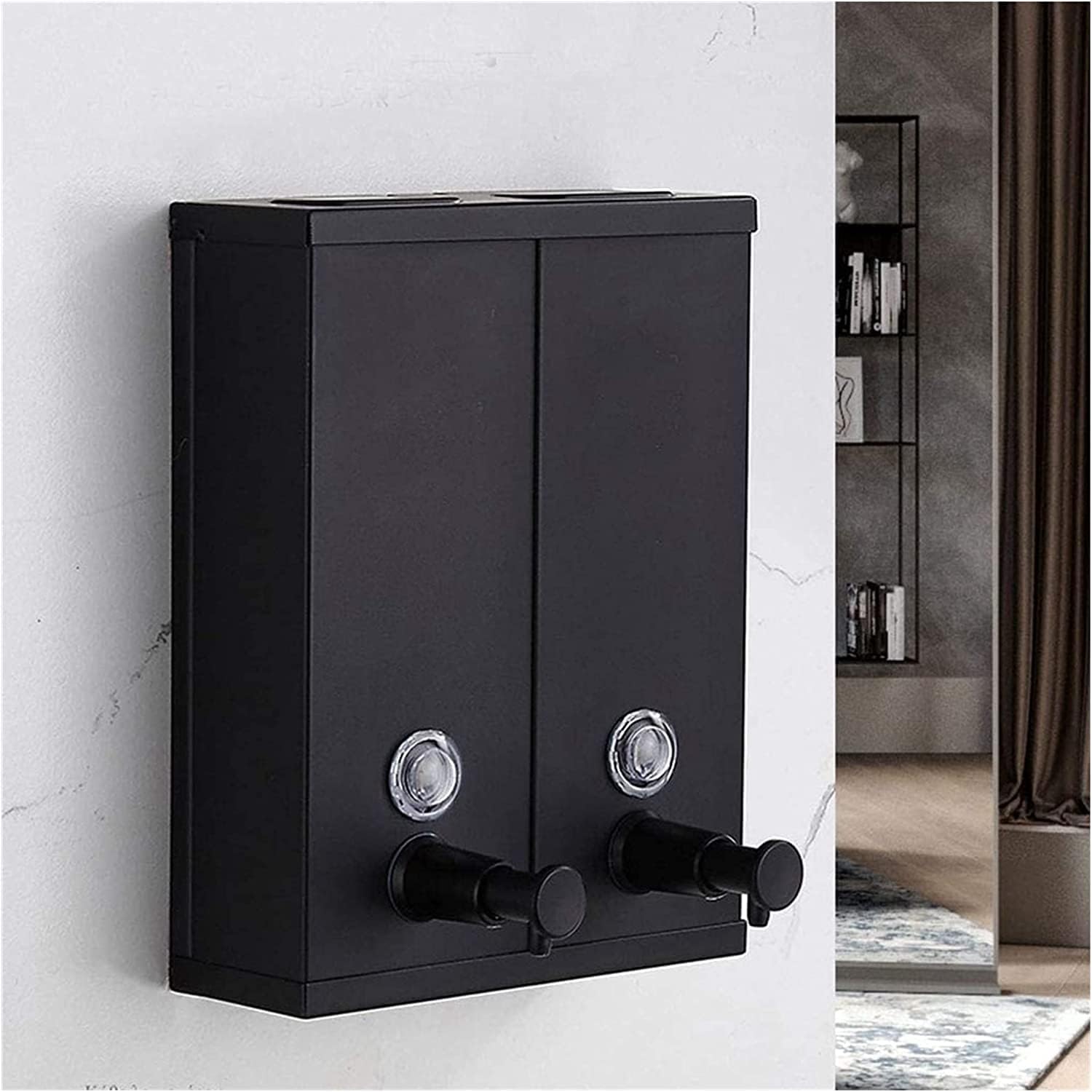 Soap Dispensers Soap Dispenser Bottle with Pump Lotion Soap Dispenser Bottle 600Ml Capacity 2-Chamber Manual Hand Soap Dispenser Wall Kitchen Bathroom,Silver