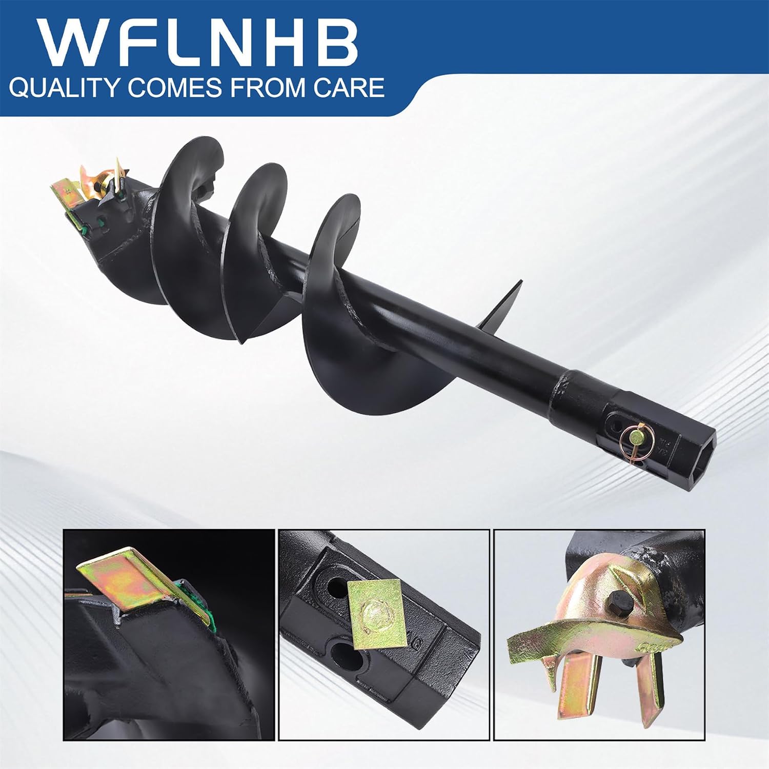 WFLNHB 12 Inch x 48 Inch Heavy Duty Post Hole Digger Auger Bit Replacement for Column Hole Excavator, 2-inch Hexagonal Connection, Black