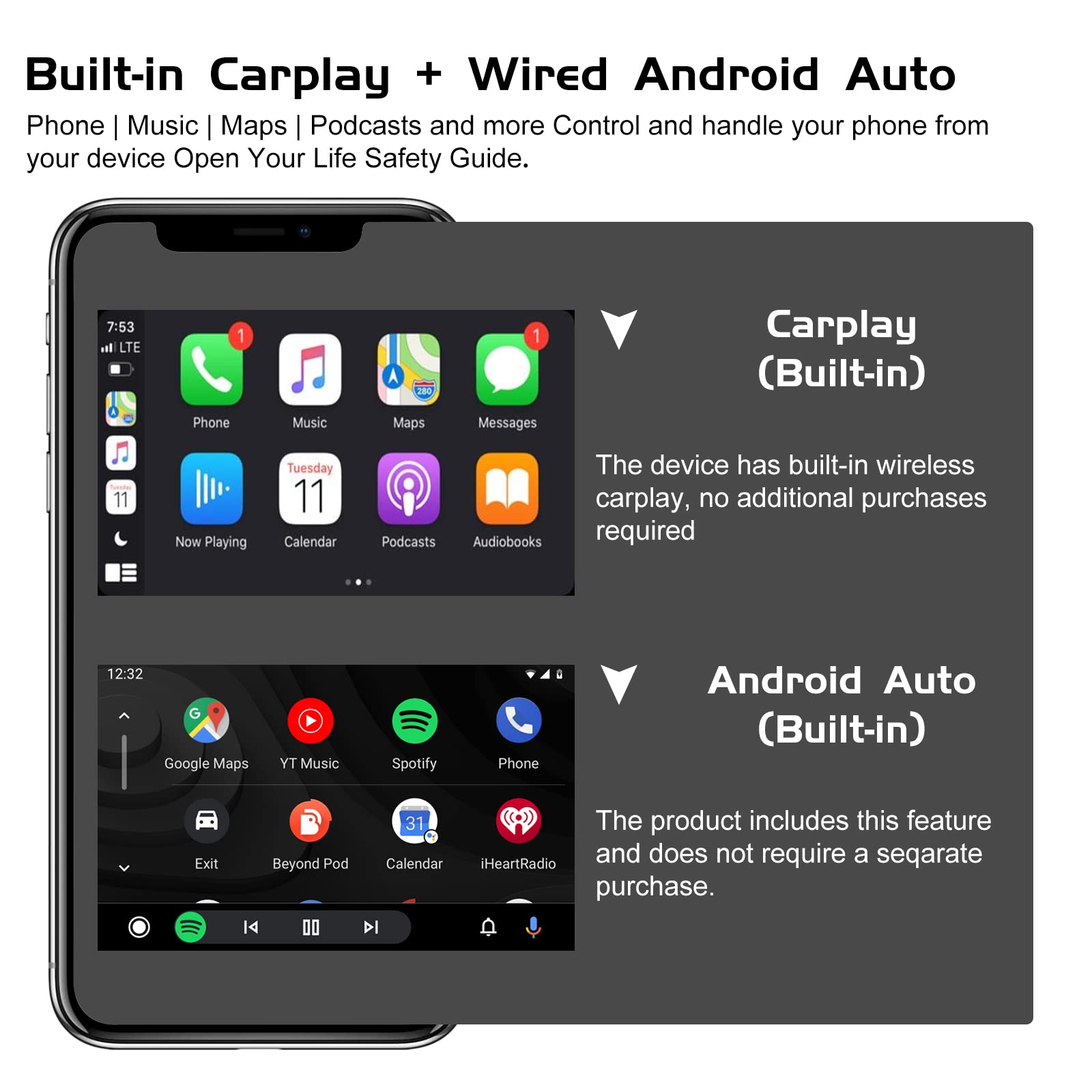 Carplay Display para BMW E70 X5 para BMW X6 E71 2007-2010 CCC Sistema 8-Core 32GB ROM con iDrive Mantenuto BLU-rayScreen da 12,3" con (CCC System) NAVI/GPS/WiFi/BT/Radio/TPMS/FM/USB/Dab