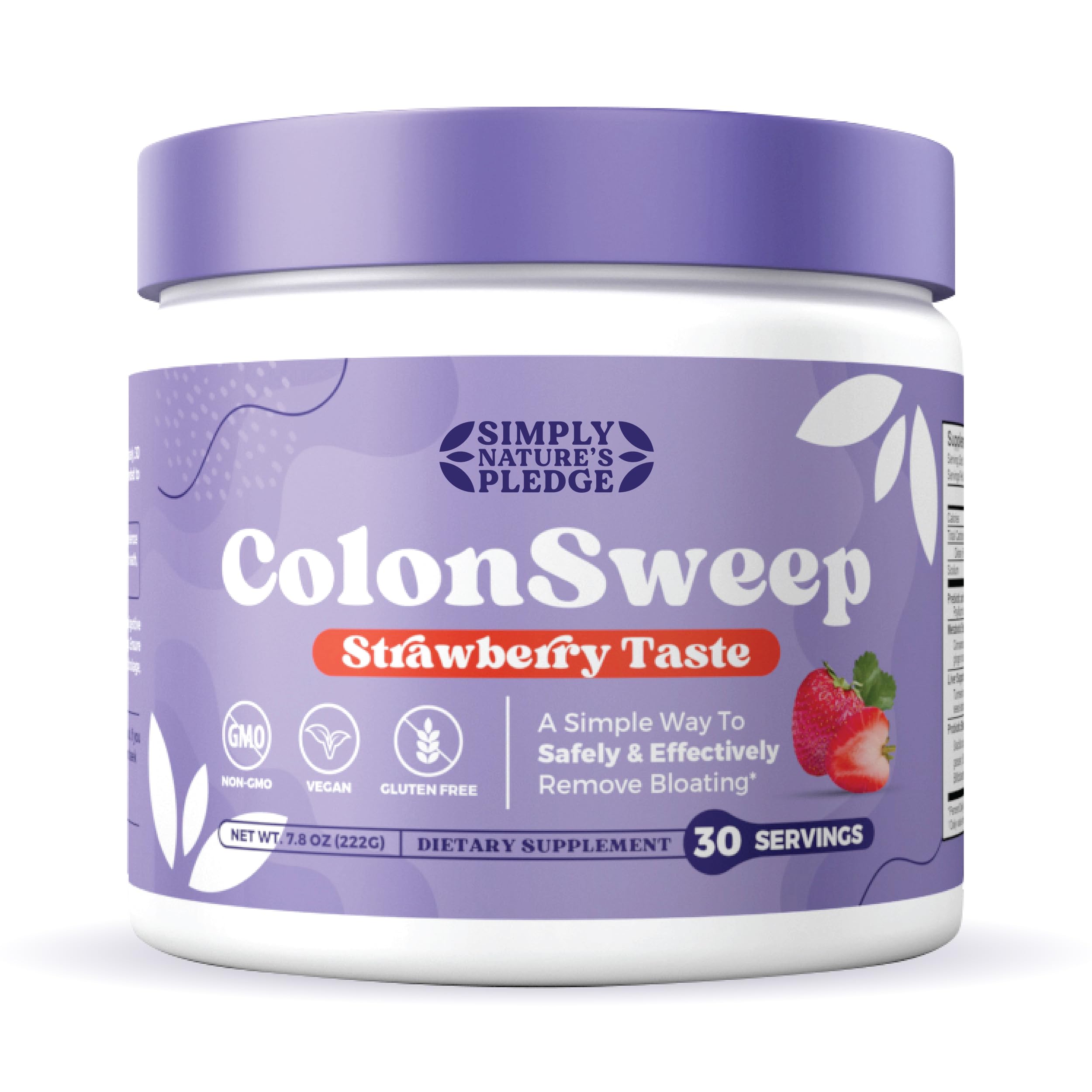 ColonSweep - Strawberry Flavored Probiotic Psyllium Husk Powder Colon Cleanser - 7.8 oz. Gluten Free Fiber Supplement Support for Gut Health - Colon Cleanse for Bloating Relief & Detox - 30 Servings