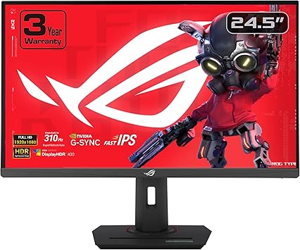 شاشة الألعاب ASUS ROG Strix 24.5 USB-C HDR400 XG259CMSFull HD 1080p، 310 هرتز، 1 مللي ثانية، IPS سريع، 110% SRGB، مزامنة ضبابية الحركة المنخفضة للغاية، متوافقة مع G-SYNC، DisplayWidget، مقبس ثلاثي القوائم،