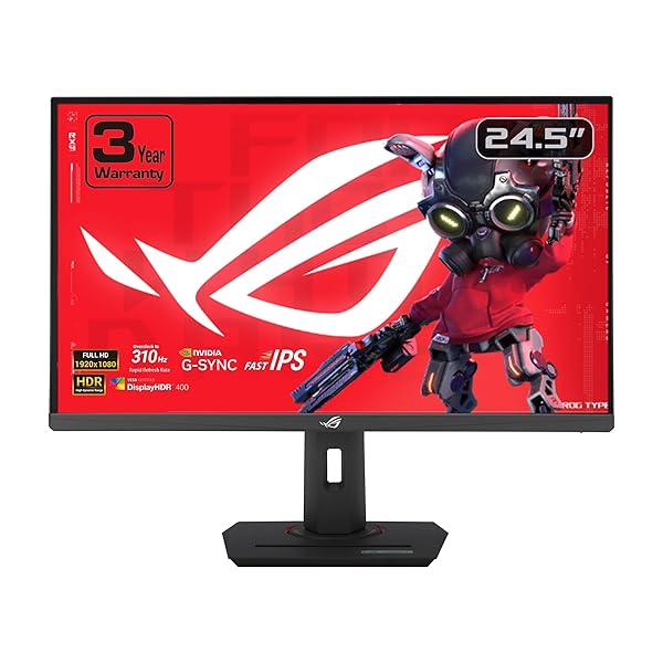 ASUS ROG Strix 24.5 USB-C HDR400 Gaming Monitor (XG259CMS)Full HD 1080p, 310Hz, 1ms, Fast IPS, 110% SRGB, Extreme Low Motion Blur Sync, G-SYNC Compatible, DisplayWidget, Tripod Socket, 3yr Warranty