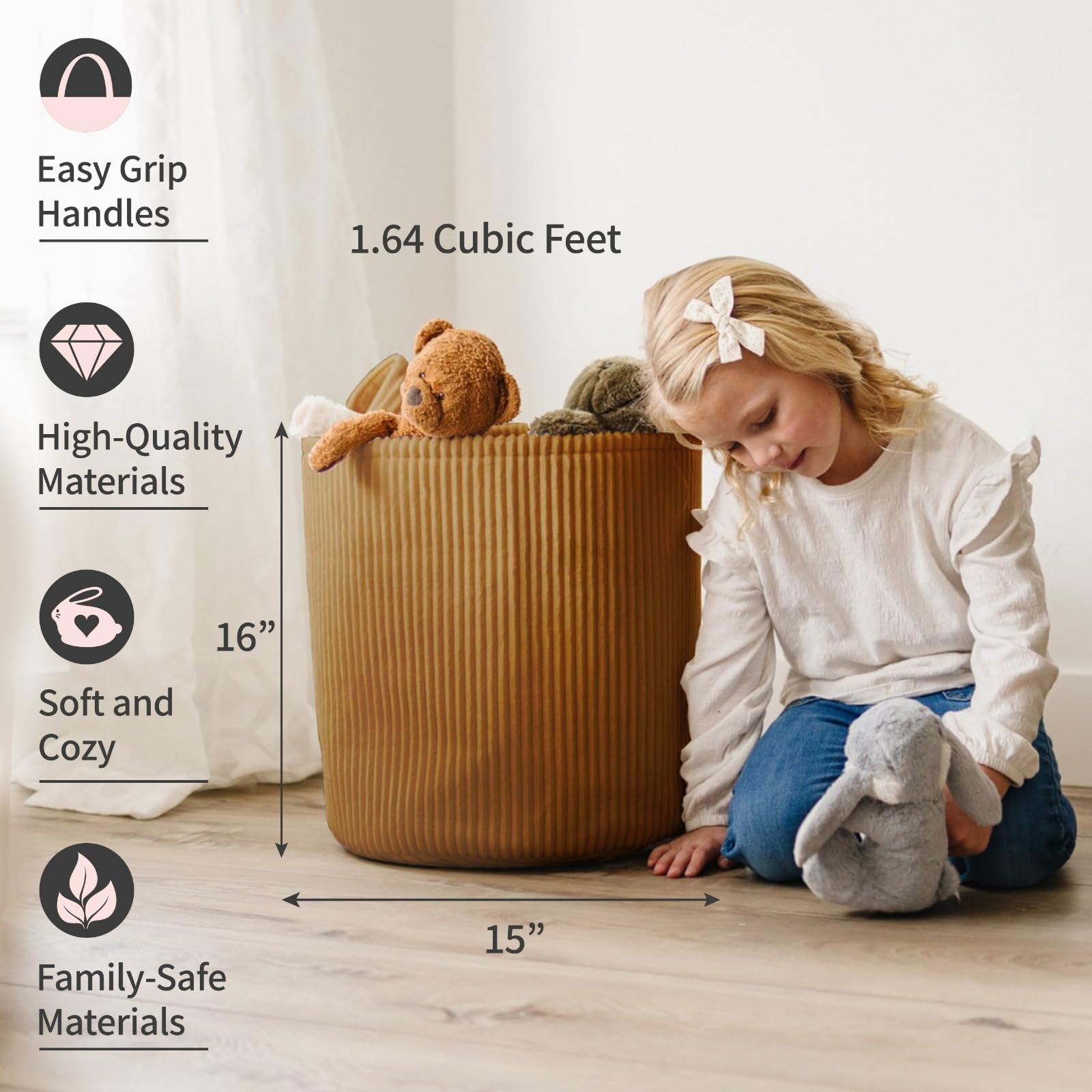 PUTSKA Laundry Basket, Blanket Basket for organising Décor and Toys, Clothes Hamper, Perfect for Baby and Kids Room Nursery - Image 2