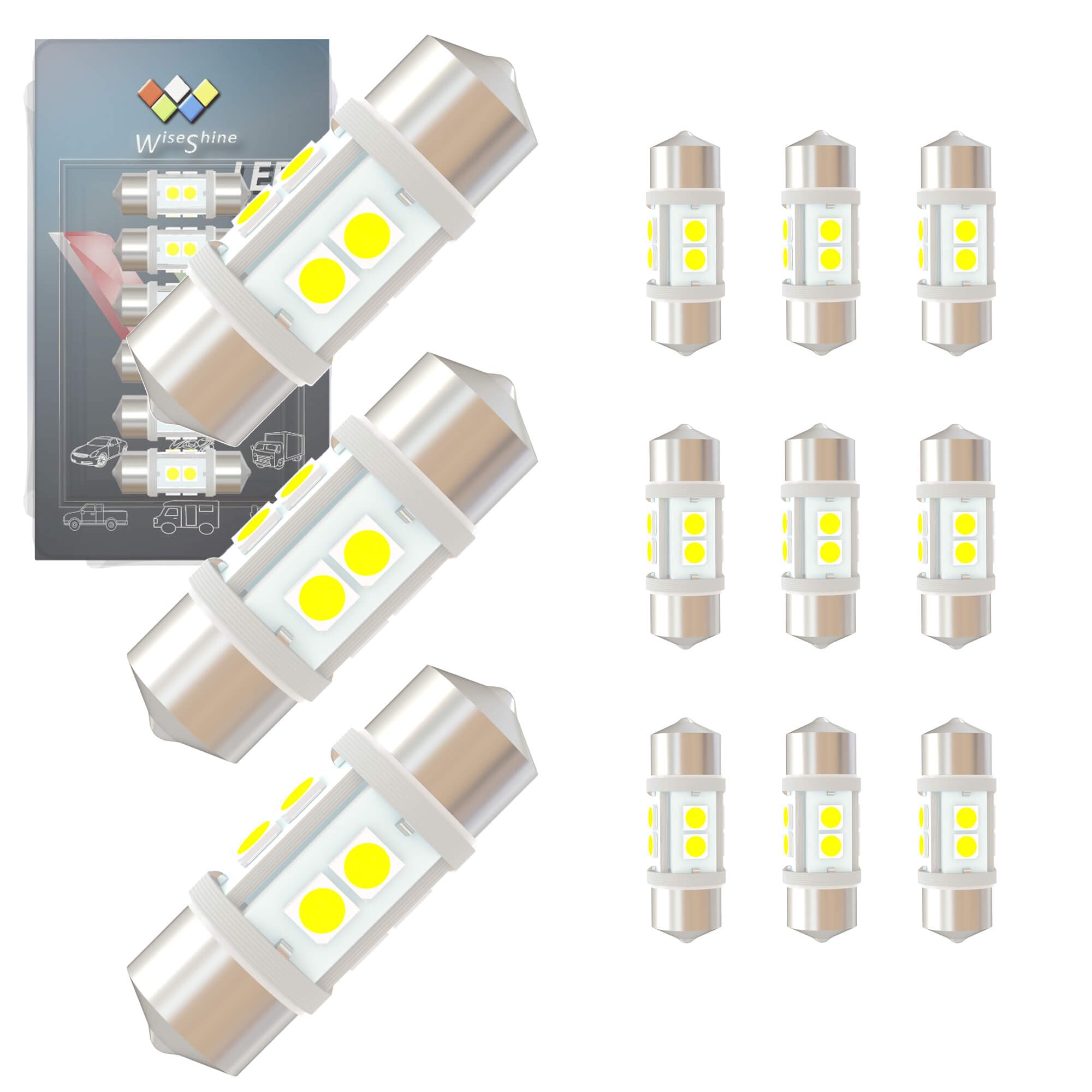 Wiseshine DC 24V 31mm Festoon LED Bulb Extremely Super Bright 6000K White LED Map Bulb for Truck Marine Boat Interior Reading Trunk Lights (Pack 12)
