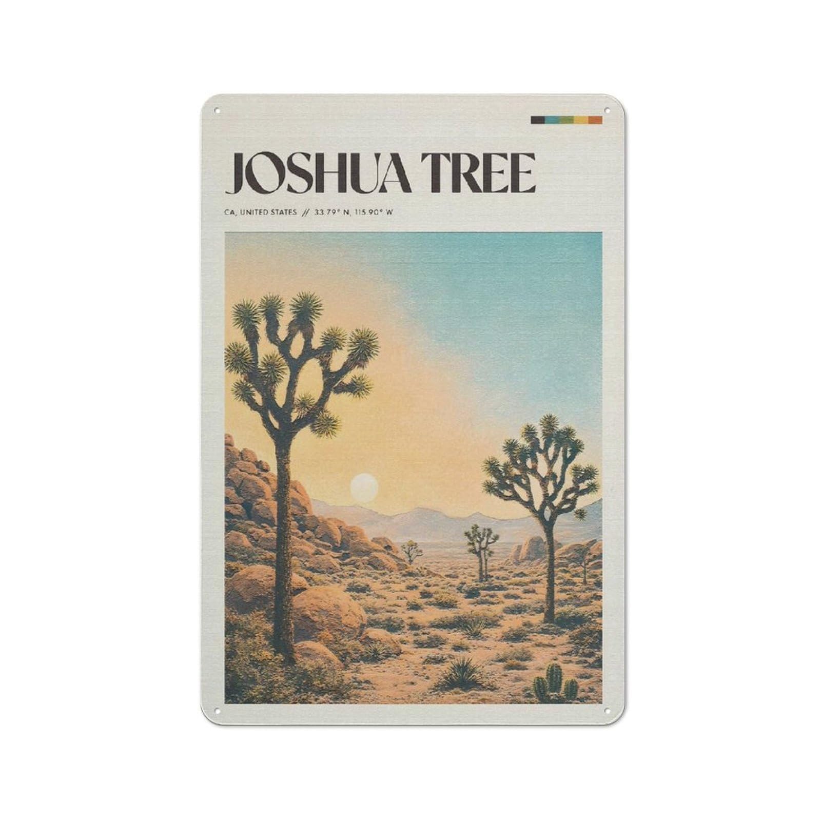 Junmoney Style-21 Joshua Tree National Park Sunset Retro Metal Wall Sign 30X20cm For Guest Room Or Hallway, A Housewarming Gift For Home Decor Collectors
