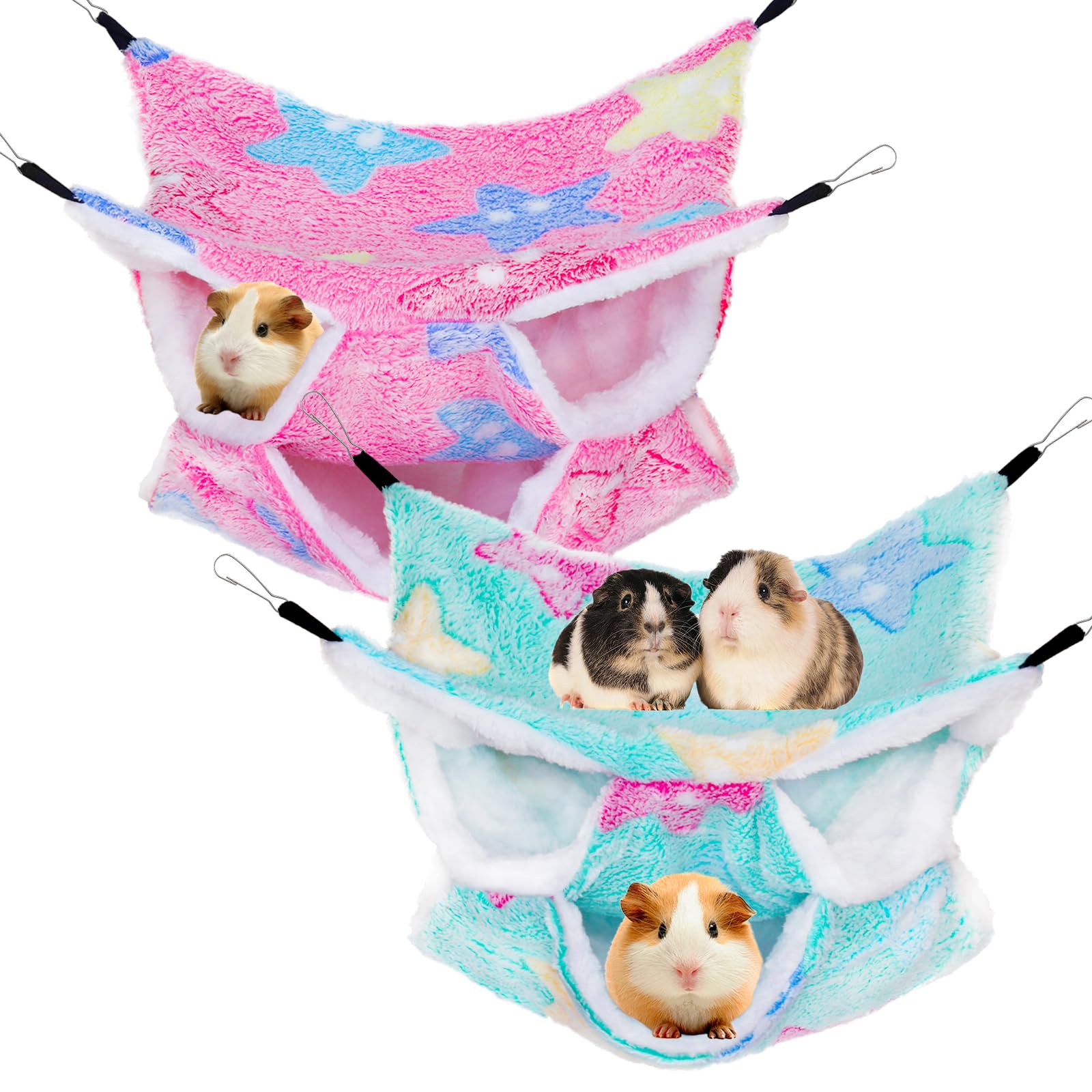 YedsIntu 2 Pcs Guinea Pig Hammock, Rat Ferret Hamster Hanging Hammock Guinea Pig Accessories for Small Animals Chinchilla Parrot Sugar Glider Ferret