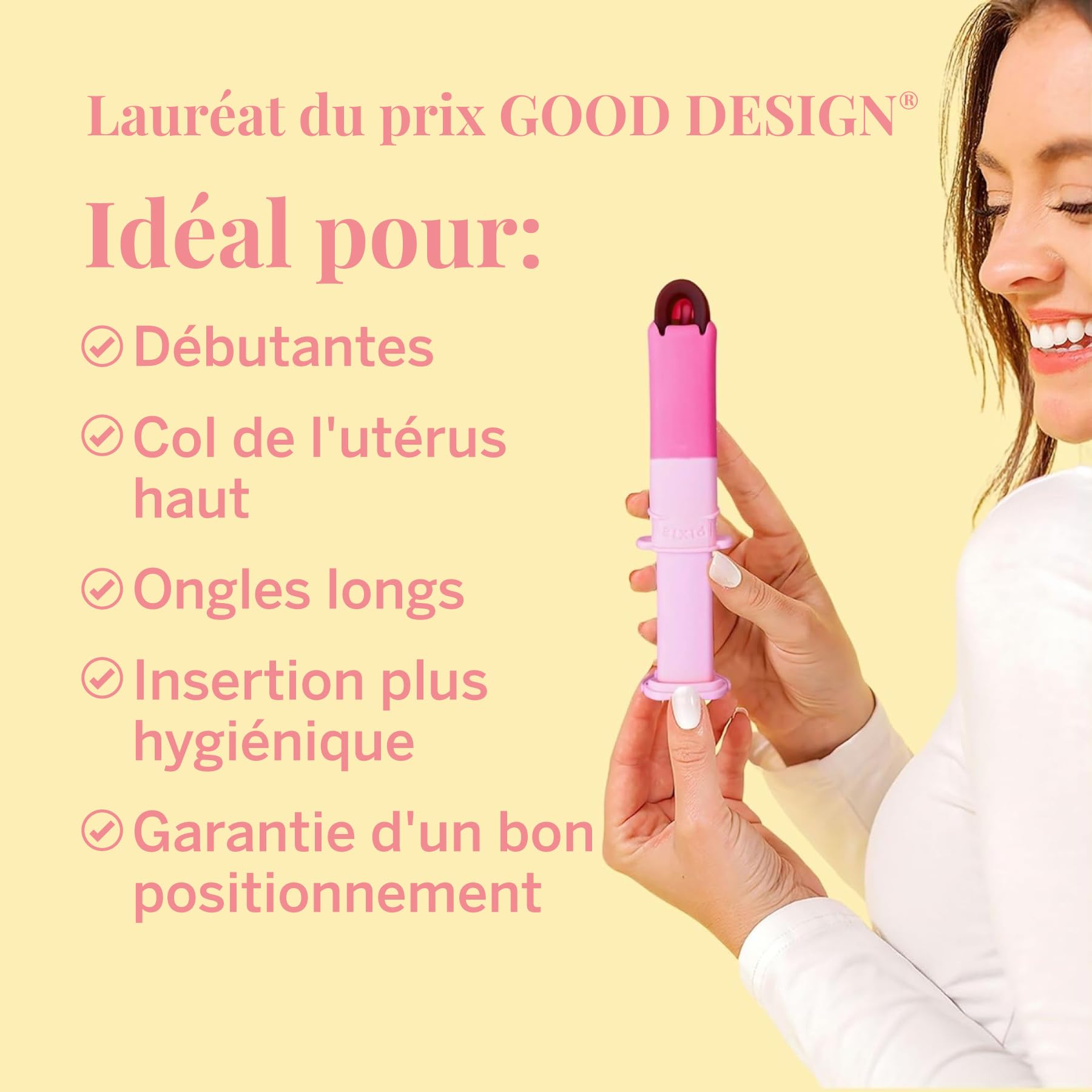 Lot de 2 disques menstruels avec applicateur – Sans métaux ni toxines – Silicone médical 100% – Disques réutilisables extra-souples – S’insèrent/se retirent comme un tampon – Équiv. à 5 et 7 tampons