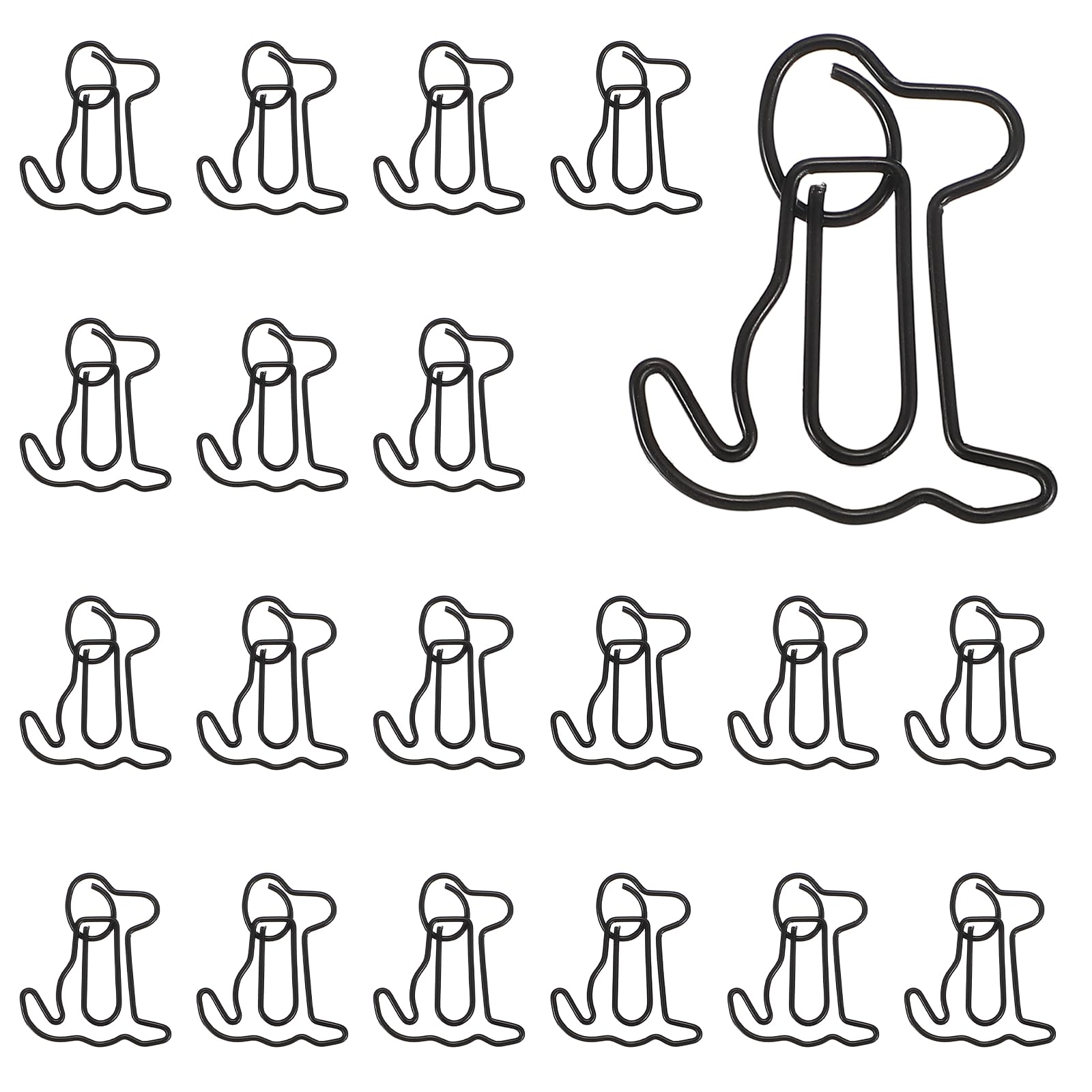 PATIKIL 20Pcs Paper Clip, Dog Shape Metal Paper Clip Rust-Proof Small Cute Lovely Decorative Bookmarks for Notebook Document Office Home Supplies, Black