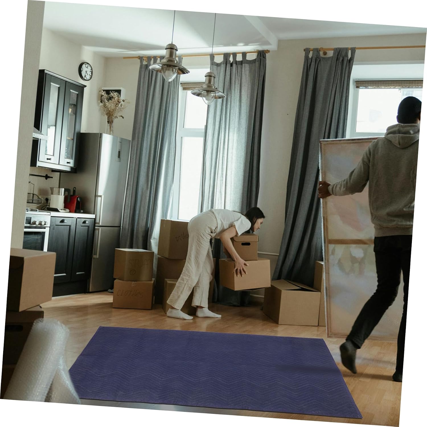 Veemoon Thick - Moving Blanket Packing Blanket for Furniture Heavy Duty Non- Design for Express Transportation and Moving Needs