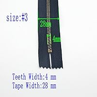 Vista 3 de Leekayer Cremallera de latón de 8 pulgadas, cremallera 3# para jeans, cremallera de extremo cerrado para botas, bolsos, mochila, cremallera