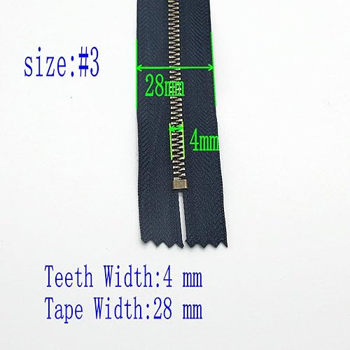 Miniatura 3 de Leekayer Cremallera de latón de 8 pulgadas, cremallera 3# para jeans, cremallera de extremo cerrado para botas, bolsos, mochila, cremallera de