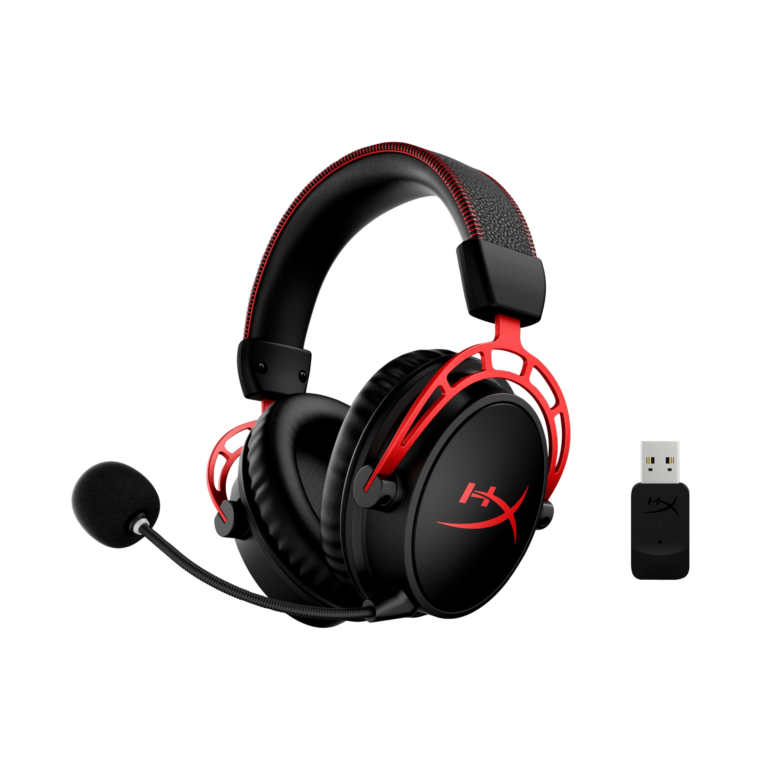 HyperX Cloud Alpha Wireless, Casque gaming PC, 300 heures autonomie, Audio spatial, Mousse à mémoire de forme, Transducteurs double chambre, Micro antibruit, Cadre en aluminium, Rouge et Noir